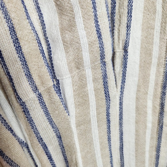 Banana Republic Linen Blend Striped Midi Shirt Dress Size M White Blue Nautical - Picture 5 of 8